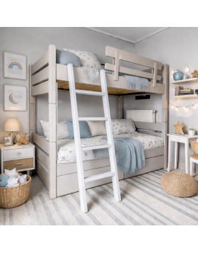 Κουκέτα Smart διαιρούμενη από μασίφ οξιά για στρωμα 90x200