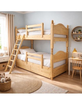 Κουκέτα Woodland από μασίφ πεύκο για στρωμα 90x200 