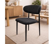 Καρέκλα Τραπεζαρίας Velora με Μεταλλικό Σκελετό και Υφασμάτινο Κάθισμα σε Μαύρο Χρώμα