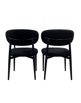 Καρέκλα Τραπεζαρίας Velora με Μεταλλικό Σκελετό και Υφασμάτινο Κάθισμα σε Μαύρο Χρώμα