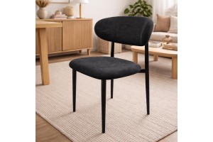 Καρέκλα Τραπεζαρίας Velora με Μεταλλικό Σκελετό και Υφασμάτινο Κάθισμα σε Μαύρο Χρώμα