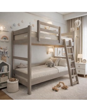 Κουκέτα από μασίφ πεύκο για στρωμα 90x200 σε βαφή ανελίνης