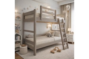 Κουκέτα από μασίφ πεύκο για στρωμα 90x200 σε βαφή ανελίνης