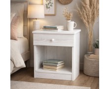 Κομοδίνο Νάξος από μασίφ πεύκο με συρτάρι και ράφι 50x34x55 cm.