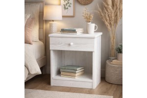 Κομοδίνο Νάξος από μασίφ πεύκο με συρτάρι και ράφι 50x34x55 cm.