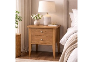 Κομοδίνο δρύινο Aria με 2 συρτάρια ελληνικής κατασκευής 50Μx40Βx65Υ