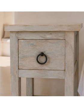 Κομοδίνο Brook Λευκό Antique 25Π× 25Β× 55Υ εκ.