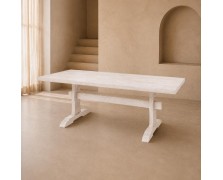 Τραπέζι Brook Λευκό Antique 200x100x77cm μασιφ ξύλο