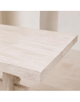 Τραπέζι Brook Λευκό Antique 200x100x77cm μασιφ ξύλο