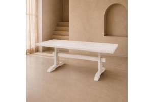 Τραπέζι Brook Λευκό Antique 200x100x77cm μασιφ ξύλο