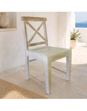 Καρέκλα Brook Λευκό Antique μασιφ ξύλο