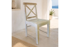 Καρέκλα Brook Λευκό Antique μασιφ ξύλο