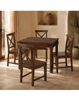 Τραπέζι τραπεζαρίας Brook από μασιφ ξύλο 80x80x76cm
