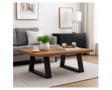 Τραπεζάκι σαλονιού Δρυς με μεταλλική βάση σχήμα Π