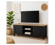 Έπιπλο τηλεόρασης από λάκα  και δρυς καπλαμά απόχρωση μαύρη-φυσική 160x45Bx50Y