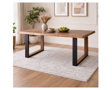 Τραπέζι τραπεζαρίας Caribe Δρυς καπλαμά με μεταλλική βάση ελληνικής κατασκευής 180x90cm