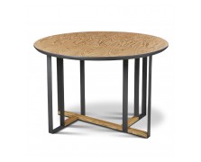 Τραπέζι ροτόντα Riki Δρυς καπλαμά με μεταλλική βάση ελληνικής κατασκευής Φ90cm