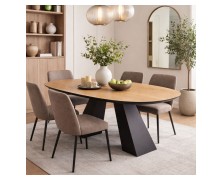 Τραπέζι τραπεζαρίας Pyramis καπλαμά με μεταλλική βάση ελληνικής κατασκευής 180x90cm