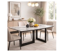 Τραπέζι τραπεζαρίας Marble Vegas κεραμική επιφάνεια με μεταλλική βάση ελληνικής κατασκευής 180x90cm