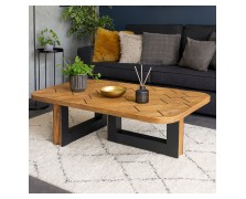 Τραπεζάκι σαλονιού Floor's από δρυς καπλαμά  και μεταλλική βάση ελληνικής κατασκευής120x80x42cm