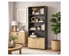 Βιβλιοθήκη ελληνικής κατασκευής με 2 πόρτες και 2 ράφια 200Υx80Μx38Β