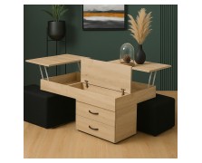 Τραπεζάκι σαλονιού με 2 σερβιτόρους και 2 μεγάλα σκαμπό 120Mx73Bx43Y