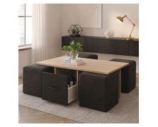 Τραπεζάκι σαλονιού με 4 σκαμπό και 2 συρτάρια 120Mx73Bx43Y