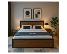 Κρεβάτι Robert ξύλινο με σιδερένιές λεπτομέρειες 160x200