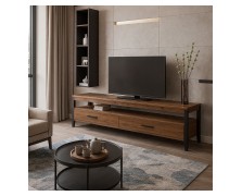 Έπιπλο τηλεόρασης Vision απο μελαμίνη με μασίφ οξιά πόδια 159x45BX47Y