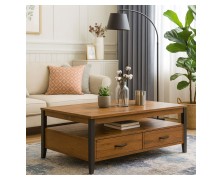 Τραπεζάκι σαλονιού Vision από μελαμίνη με μασίφ οξιά πόδια 128x67Bx47Y