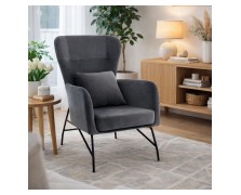 Πολυθρόνα Rino σε βελούδινη γκρι απόχρωση 67x80x102 εκ.