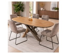 Τραπέζι τραπεζαρίας Cassian καπλαμά με μεταλλική βάση ελληνικής κατασκευής 180x90cm