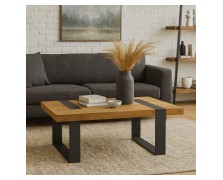 Τραπεζάκι σαλονιού Messina Δρυς mdf με σιδερένια πόδια 110x70