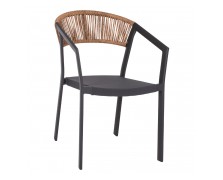 Πολυθρόνα αλουμινίου ανθρακί με textline μπεζ rattan 56,5x58Βx79Υ εκ.