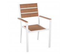Πολυθρόνα αλουμινίου λευκή με polywood 55x55x86Υεκ