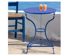 Τραπέζι παραδοσιακό μεταλλικό λαμαρίνα Φ60Χ73Υεκ Μπλε απόχρωση