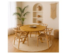 Τραπεζαρία Στρογγυλή μασιφ Πεύκο Άσος ελληνικής κατασκευής Φ140