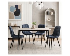 Σετ τραπεζαρίας Dustin με κεραμική λευκή επιφάνεια με 4 καρέκλες 