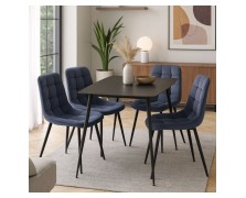 Σετ τραπεζαρίας Dustin με κεραμική Μαύρη επιφάνεια με 4 καρέκλες 