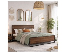 Κρεβάτι Penn ξύλινο με σιδερένιες λεπτομέρειες ελλήνικής κατασκευής 