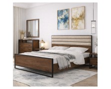 Κρεβάτι ξύλινο Aaron με σιδερένιες λεπτομέρειες ελληνικής κατασκευής  160x200