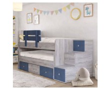 Κουκέτα Simon ελληνικής κατασκευής 90x190 με συρταρια και σκάλα με ντουλαπάκια