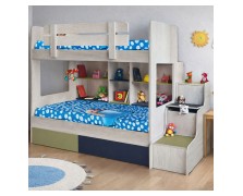 Κουκέτα Marcus ελληνικής κατασκευής 90x190 με συρταρια και σκάλα με ντουλαπάκια