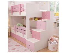 Κουκέτα Avery ελληνικής κατασκευής 90x190 με συρταρια και σκάλα με ντουλαπάκια