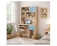 Γραφείο Eloise με καπελιέρα και μπλε συρτάρια ελληνικής κατασκευής 100Χ55ΒΧ80Υ